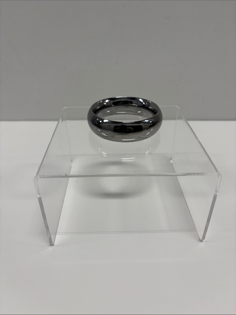 Men's Polished Black Tungsten Dome Enhancing Ring